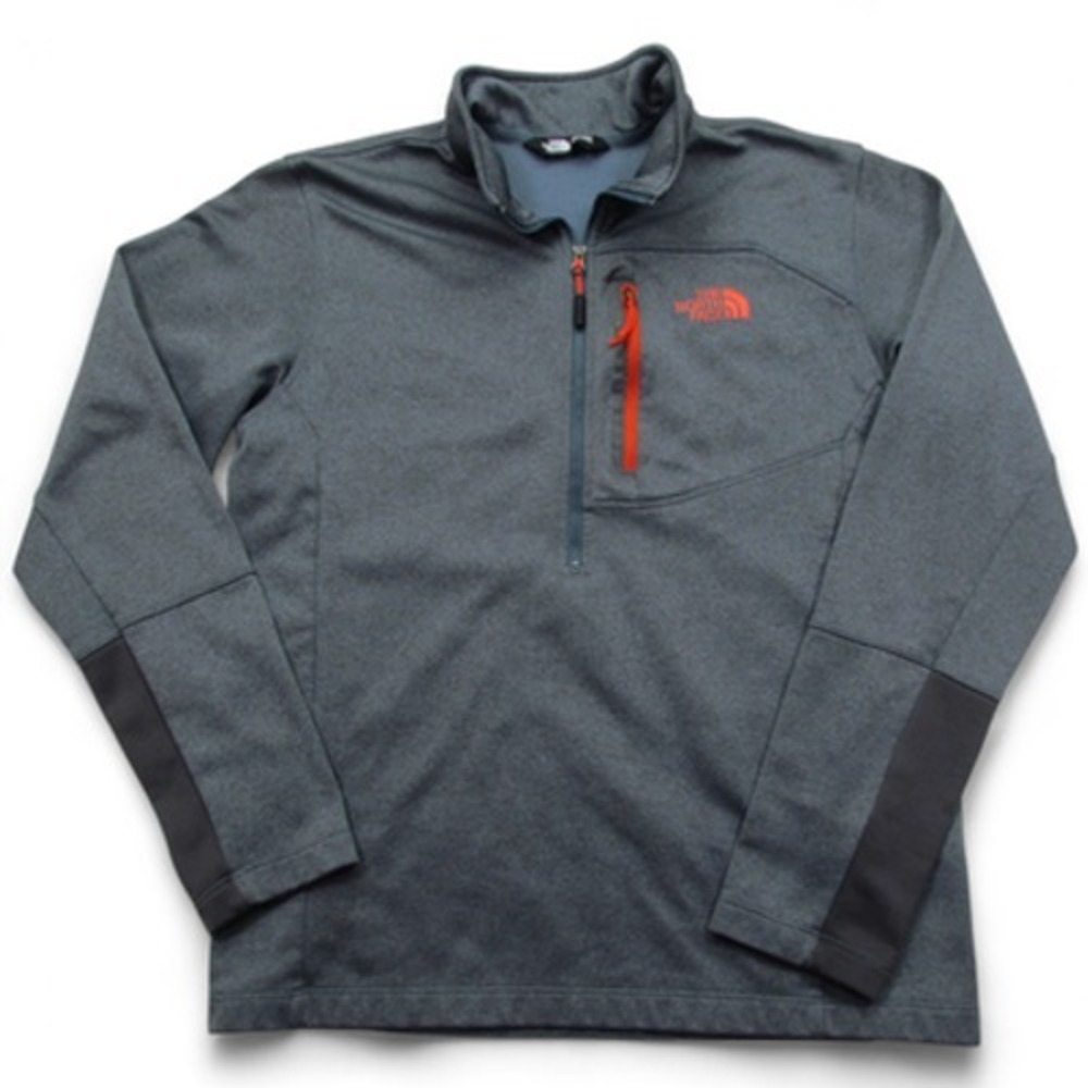 North Face Pullover Mens Large Half Zip Fleece Jacket Outdoor Tech Orange Trim